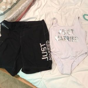 Just married set of swim suits